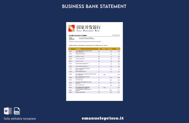 modello di estratto conto bancario per lo sviluppo cinese in stile verificato Mo